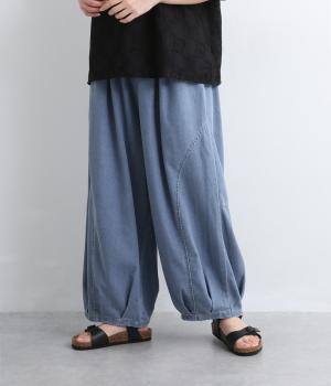 コットンデニムバルーンパンツ(サックス-F)