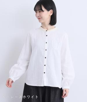 コットンダブルガーゼシャツ(レースホワイト-F)