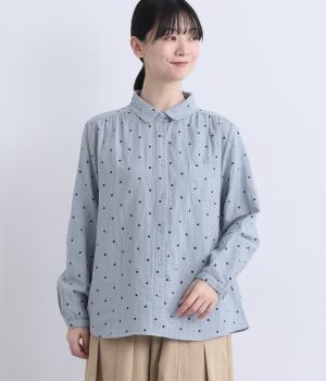 コットンダブルガーゼドット シャツ