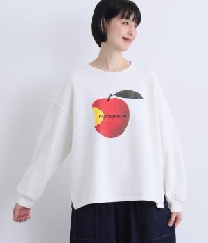 コットン　アップルプリントスウェット(ホワイト-F)