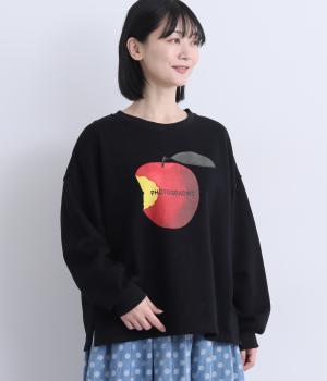 コットン　アップルプリントスウェット(ブラック-F)