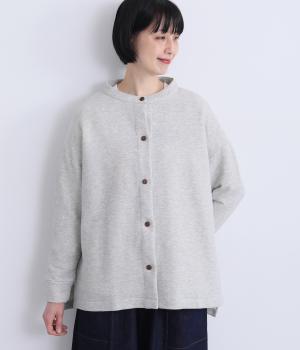 デニム調カットソー　クルーワイドカーディガン(グレー-F)