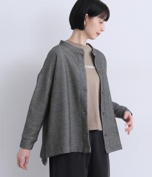 デニム調カットソー　クルーワイドカーディガン(ブラック-F)