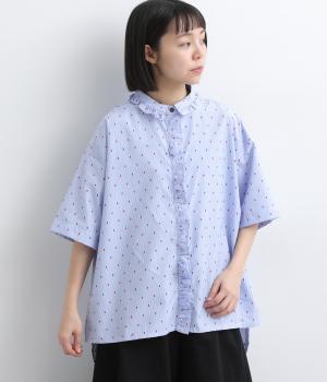 パッチワーク風　前立てフリルシャツ