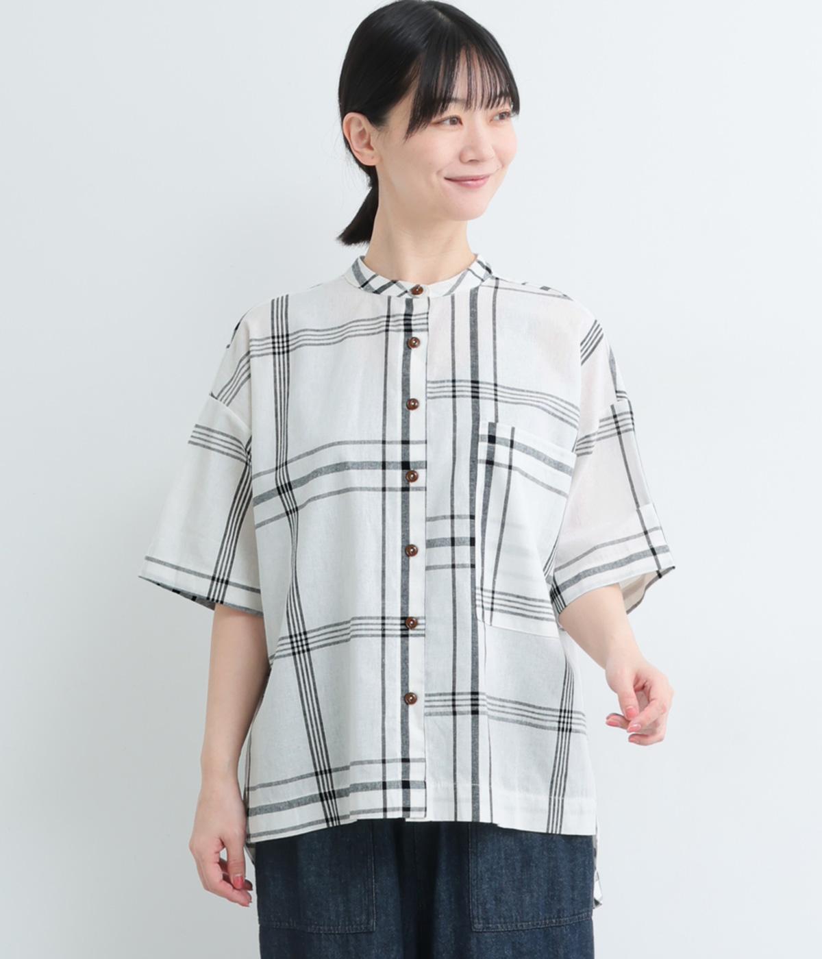 ビッグチェックスタンドシャツ(ナチュラル-F)