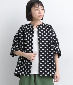 ビッグドット　ドルマンスリーブブラウス(ブラック-F)