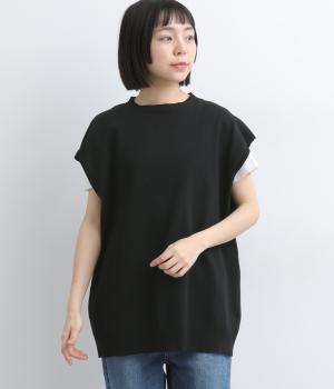 ニット　オーバーベスト(ブラック-F)