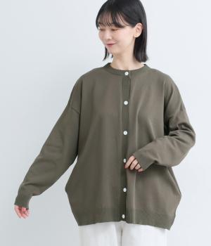 スタンドカラー　ニットカーディガン(チャコール-F)