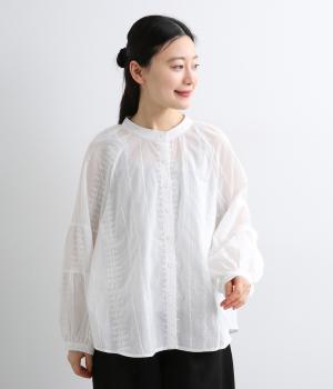 リーフ柄レースシャツ(ホワイト-F)