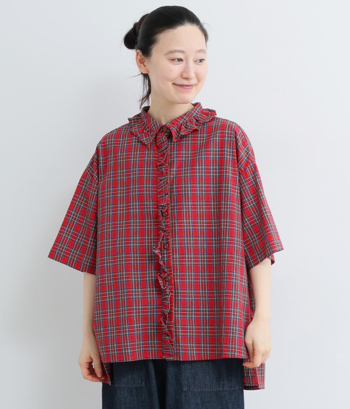 コットンタータンチェック前立てフリルブラウス｜COLORK（カラック）の