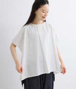 アンティークドット後ろパッチワークプルオーバー(ホワイト×ブラック×ブラック-F)