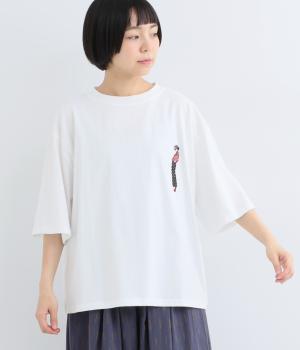 コットンビッグ刺繍Tシャツ(ホワイト-F)
