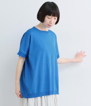 レーヨンニットさっくり着るプルオーバー(ブルー-F)