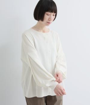 レーヨンニットさっくり着る袖ふわカーディガン(ホワイト-F)