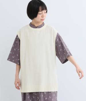 鹿の子リブ編みベスト(ナチュラル-F)