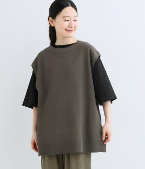 鹿の子リブ編みベスト(チャコール-F)