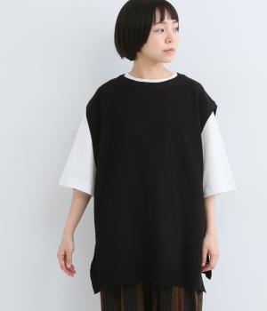 鹿の子リブ編みベスト(ブラック-F)