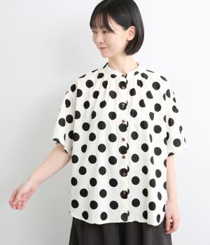 ローンカラードットビック袖シャツ(ホワイト-F)