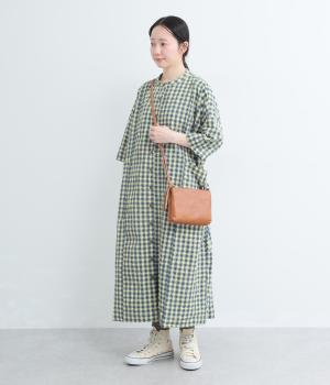 もこもこギンガム　ビッグポケットワイドワンピース