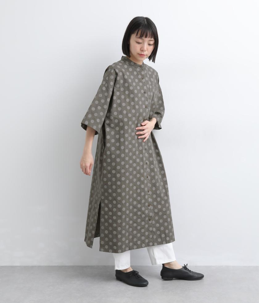 ビッグドット　サイドスリット入りワンピース