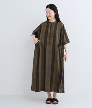 ワーク風ストライプ ギャザーポケット付ワンピース｜COLORK（カラック