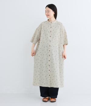 ロゴと矢印プリント　ロングワンピース(ナチュラル-F)