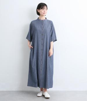 ステッチシャンブレーラグランワンピース(ネイビー-F)