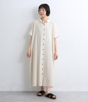 リネンレーヨン　ゆるっとワンピース(ナチュラル-F)