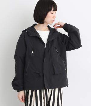シャカシャカ　ワイドフードジャケット（ブラック・F）