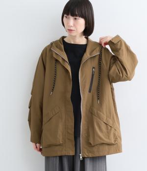 シャカシャカ　ミドルフードジャケット（ユーズドカーキ・F）