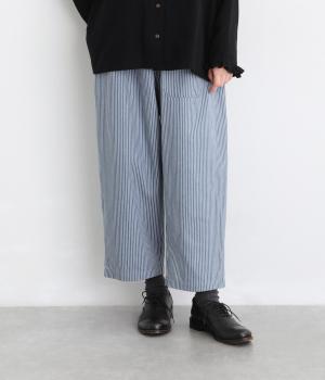 ヒッコリーデニム　BIGポケットサルエルパンツ（サックス・F）