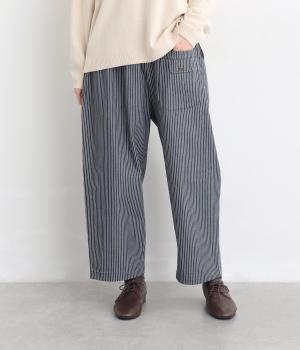 ヒッコリーデニム　BIGポケットサルエルパンツ（ネイビー・F）