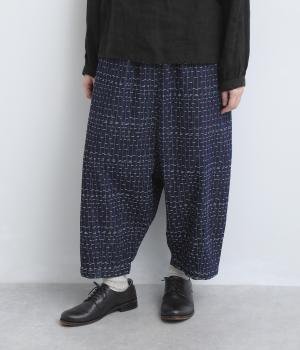 刺繍デニム　サルエルパンツ（ステッチ刺繍・F）