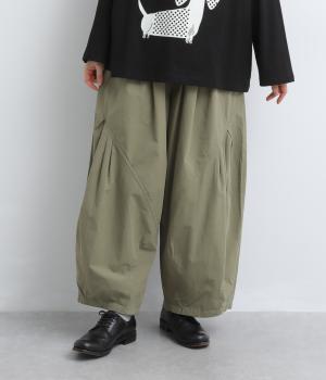 USEDツイル　斜めギャザーパンツ（カーキ・F）