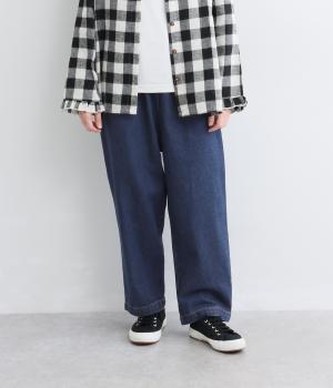 切り替えデニム　テーパードパンツ（ネイビー系・F）