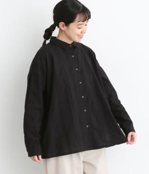 ストライプレースブラウス（ブラック・F）