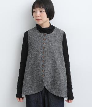 ウール混ネップベスト（ブラック・F）