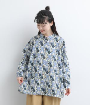 アンティーク風BIGFLOWER　ミニ襟シャツ（ホワイト・F）