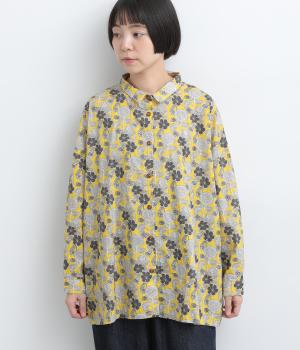 アンティーク風BIGFLOWER　ミニ襟シャツ（マスタード・F）