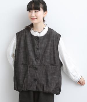 コットンデニムバルーンベスト（ブラック・F）