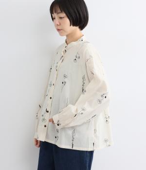 シングルフラワー　袖ふわっとシャツ