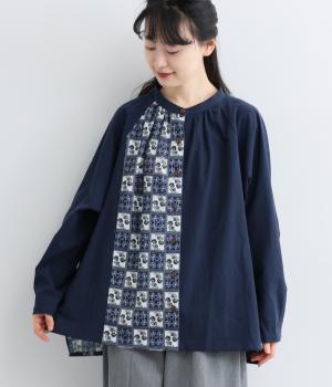 花柄切り替えシャツ