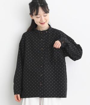 ドット　ビッグポケットシャツ（ブラック・F）