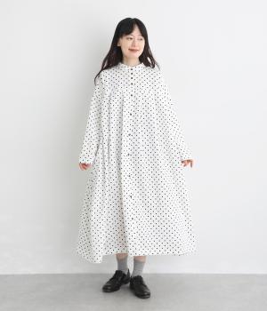 ドット　タックワンピース（ホワイト・F）