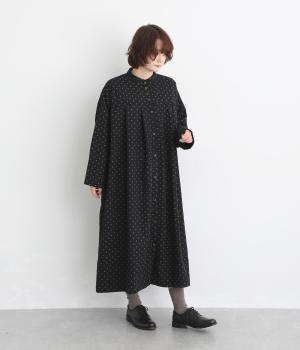 ドット　タックワンピース（ブラック・F）