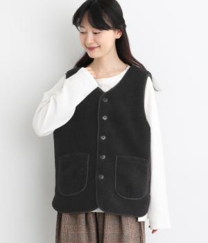 リバーシブル　ナイロン×ボアベスト（ブラック・F）