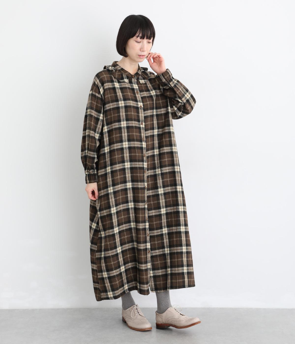 ワイドチェック フリルカラーワンピース｜COLORK（カラック）の商品詳細