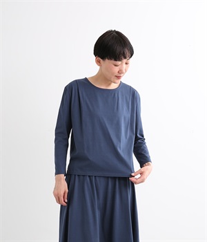 コットンシルケット天竺プルオーバー(ネイビー-1)