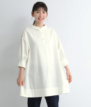 リネンコットン前後2WAYチュニック(ホワイト-ONESIZE)