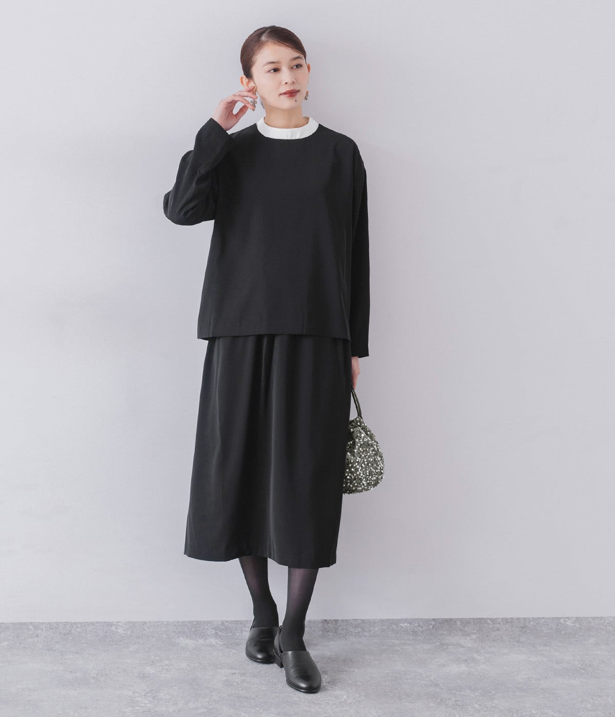 セットアップ風なワンピース(ブラック-0)